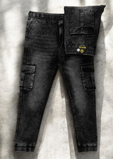 Knit Denim Cargo & Cargo Joggers for Men - ব্ল্যাক এস