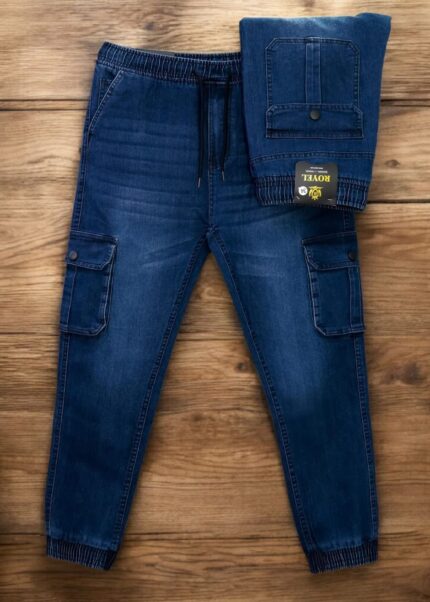 Knit Denim Cargo & Cargo Joggers for Men - ব্লু