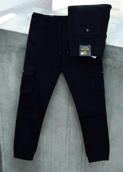 Knit Denim Cargo & Cargo Joggers for Men - ব্ল্যাক