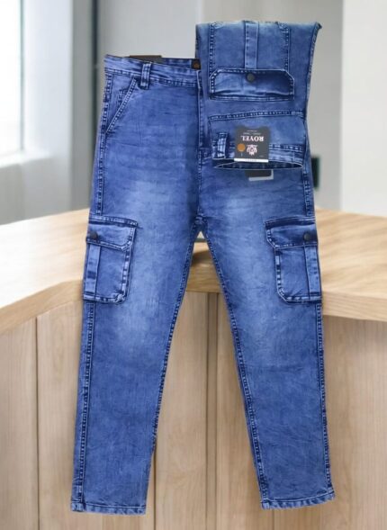 Knit Denim Cargo & Cargo Joggers for Men - স্কাই লাইট কালার - Cargo