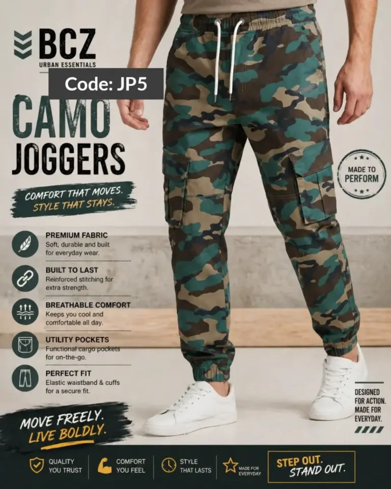 Blue Camo Cargo Joggers for Men
