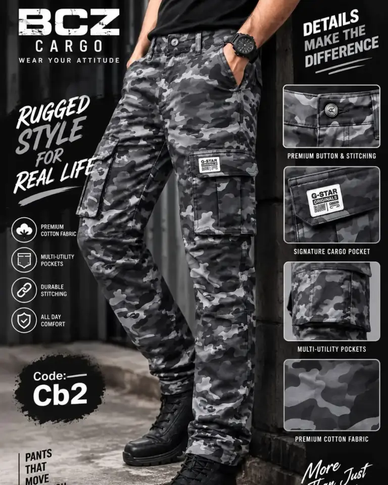 Camo Cargo Pant for Men – Black Camo (CB2)