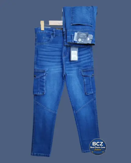 Knit Denim Cargo Pant for Men – Deep Blue
