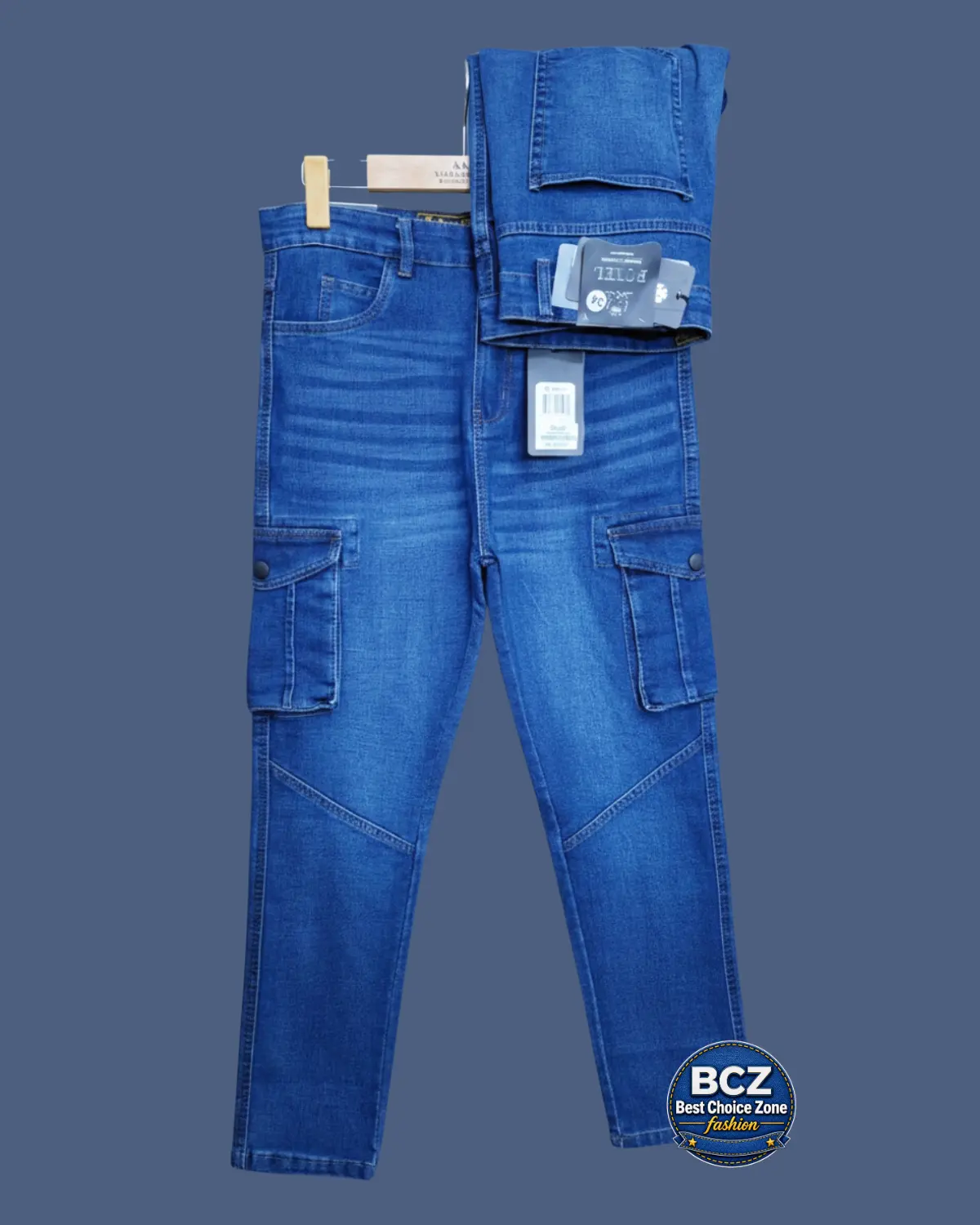 Knit Denim Cargo Pant for Men – Deep Blue Knit Denim Cargo Pant for Men – Deep Blue