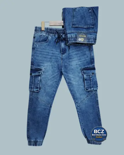 Knit Denim Joggers for Men – Light Blue