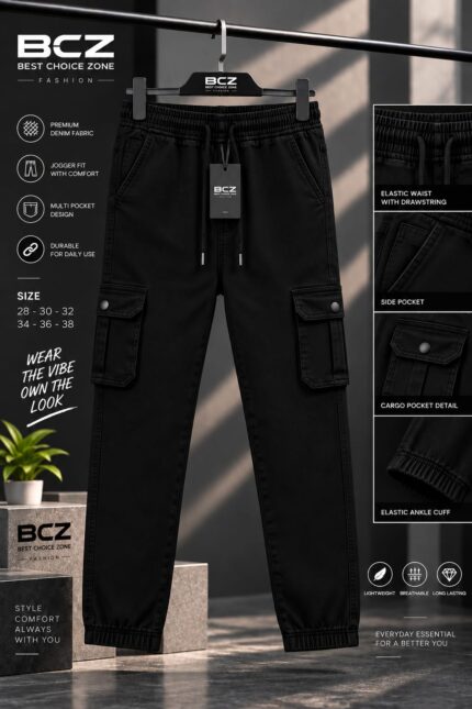 Cotton cargo & joggers - ব্ল্যাক রাবার সিস্টেম