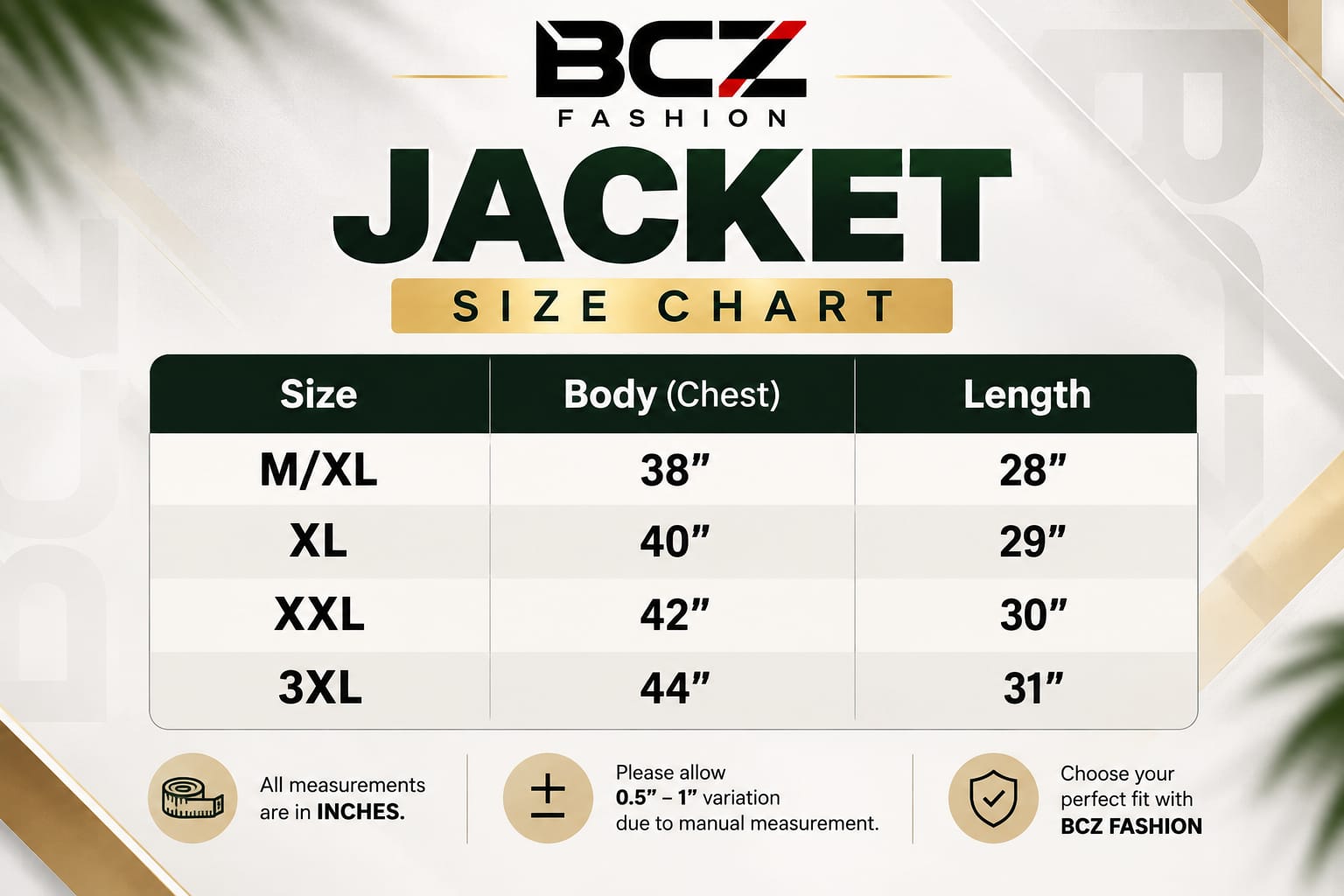 Sixe chart